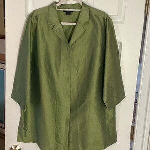 Charter Club chartreuse 100% silk tunic blouse